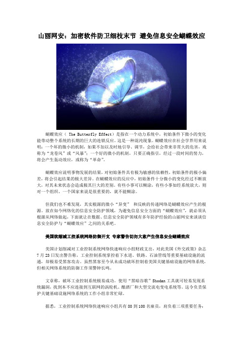 山丽网安：加密软件防卫细枝末节 避免信息安全蝴蝶效应