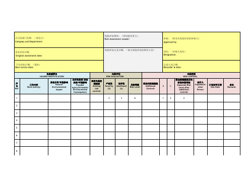 风险评估表--工程项目版