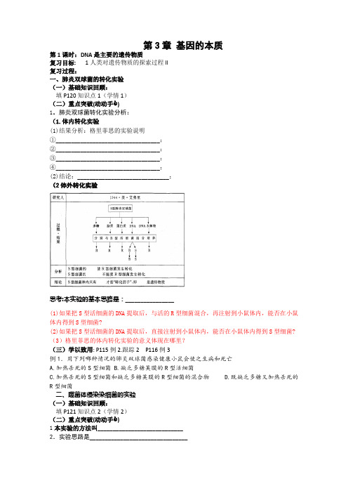 高三生物一轮复习：第3章《基因的本质 第一课时》教学案(新人教版必修2)