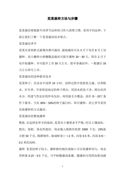 苋菜栽培方法与步骤