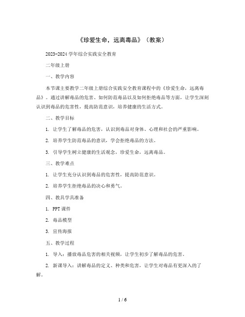 《珍爱生命,远离毒品》(教案)2023-2024学年综合实践安全教育二年级上册