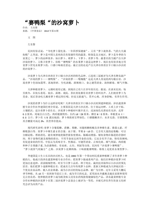 “赛鸭梨“的沙窝萝卜