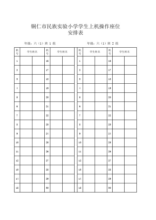 铜仁市民族实验小学座位表