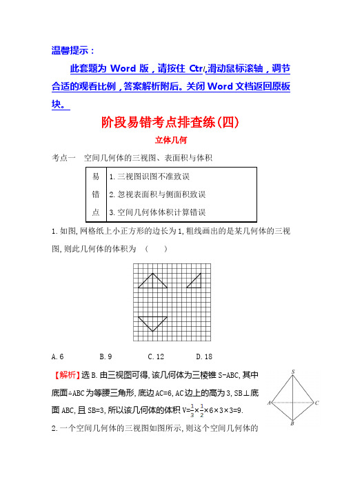 【世纪金榜】高考数学(文科,全国通用)一轮总复习阶段易错考点排查练(四)(含答案解析)