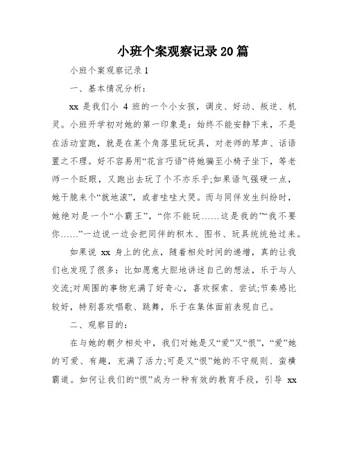 小班个案观察记录20篇