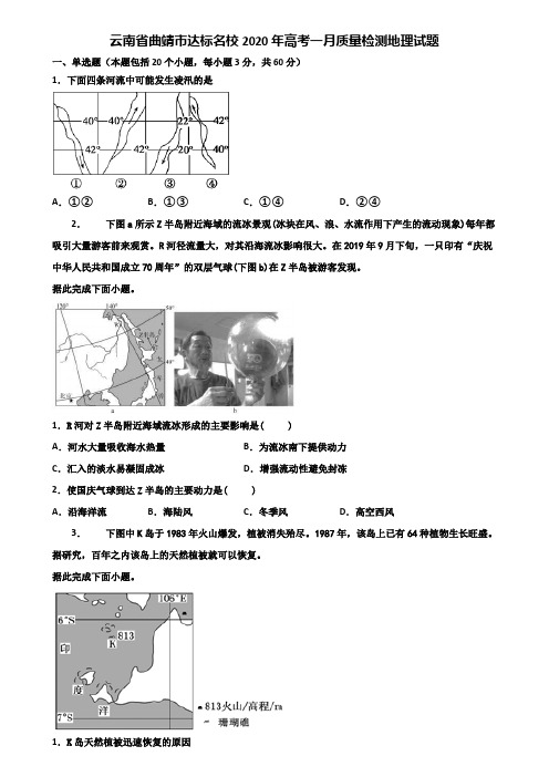 云南省曲靖市达标名校2020年高考一月质量检测地理试题含解析
