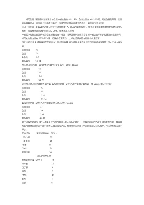 色膏,色浆配方