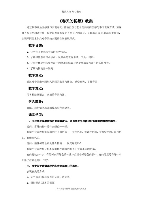 最新人教版初中美术七年级下册《春天的畅想》教案3