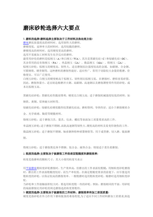 磨床砂轮选择六大要点