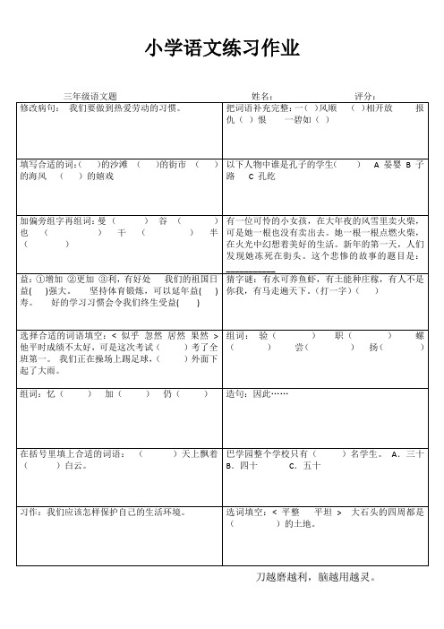 小学三年级语文每日过关训练 (89)
