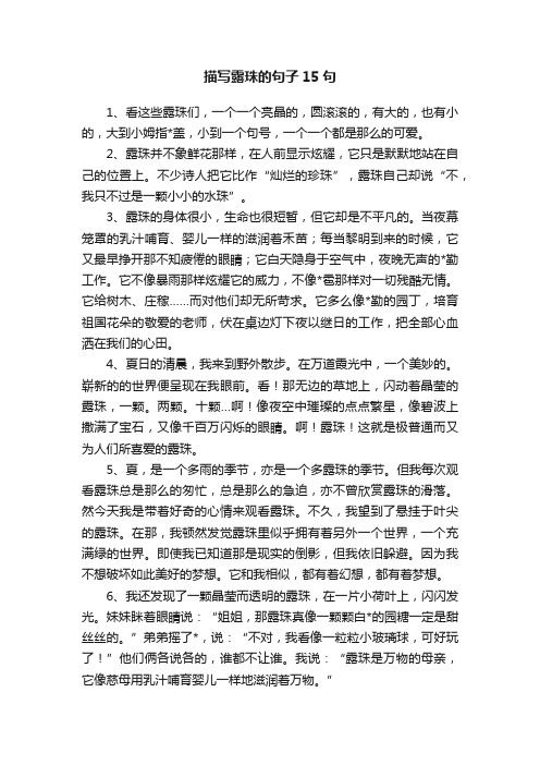 描写露珠的句子15句