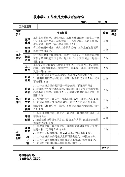 工作室考核评估细则
