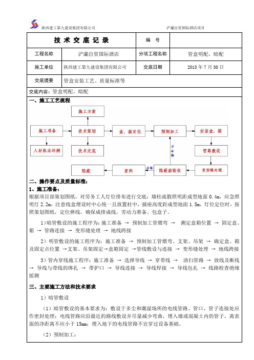 管盒明配暗配技术交底