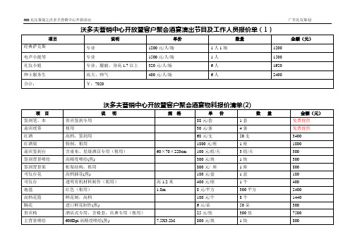 地产公司酒宴活动演出节目物料报价清单