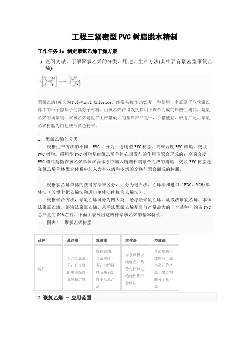 项目三紧密型PVC树脂脱水精制