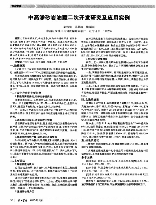 中高渗砂岩油藏二次开发研究及应用实例