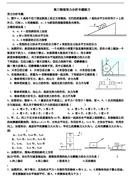 高三物理：受力分析题型精练(含答案)