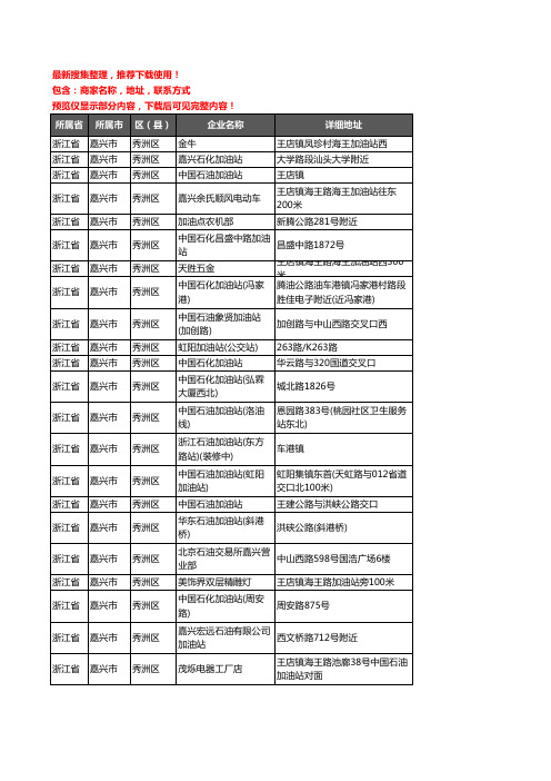 新版浙江省嘉兴市秀洲区加油站服务企业公司商家户名录单联系方式地址大全57家
