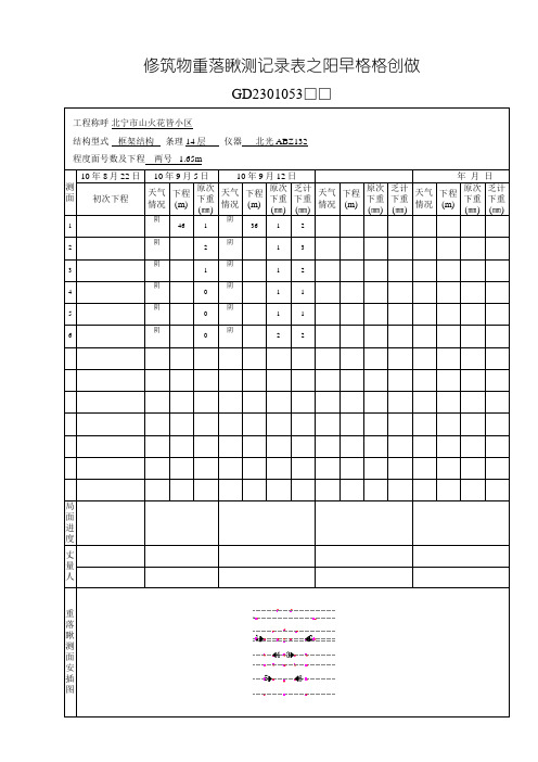 建筑物沉降观测记录表