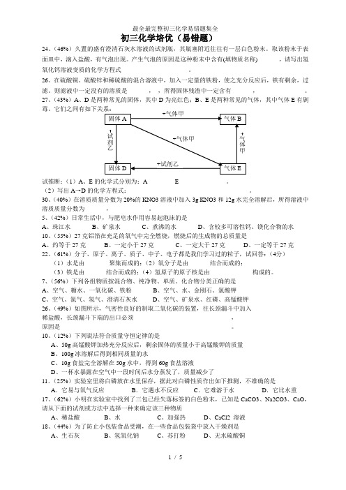 最全最完整初三化学易错题集全