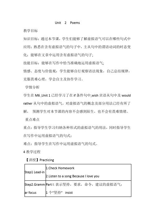 人教版高中英语选修六：Unit+2+Poems+教案9.doc