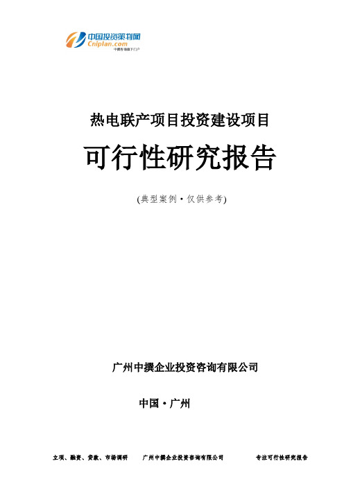 热电联产项目投资建设项目可行性研究报告-广州中撰咨询