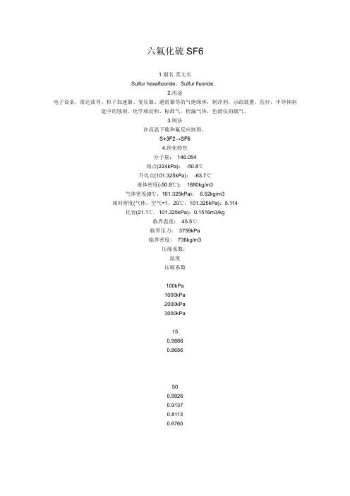 六氟化硫SF6特性