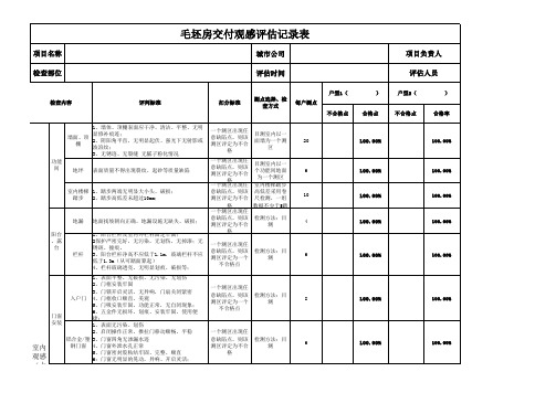 住宅地产毛坯房交付观感评估记录表