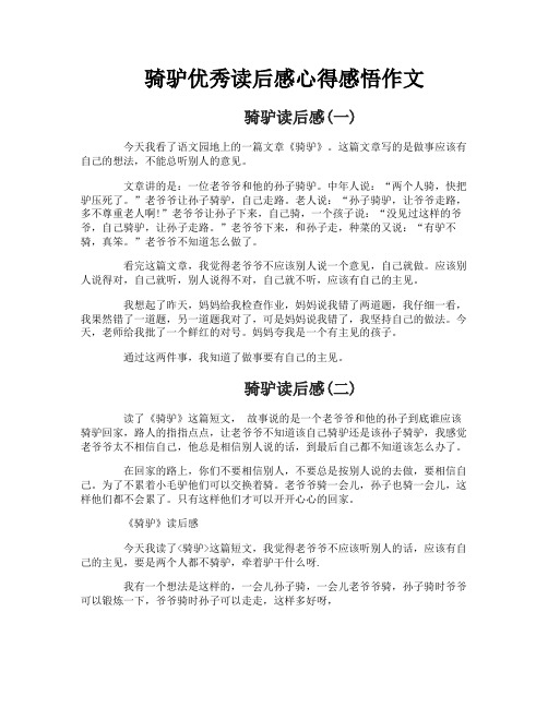 骑驴优秀读后感心得感悟作文