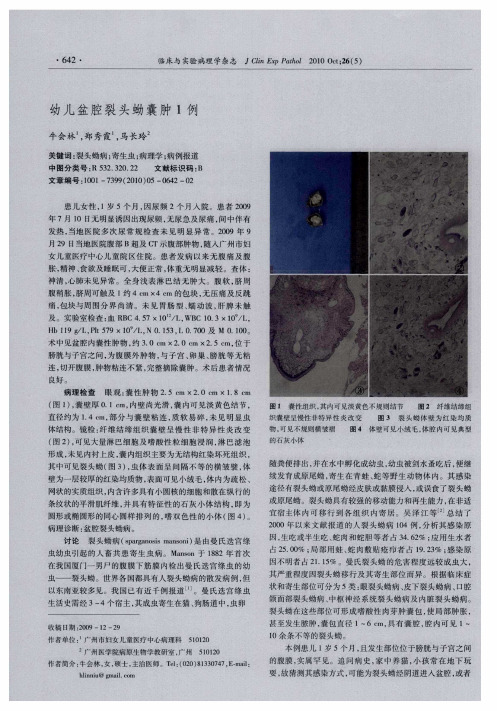 幼儿盆腔裂头蚴囊肿1例