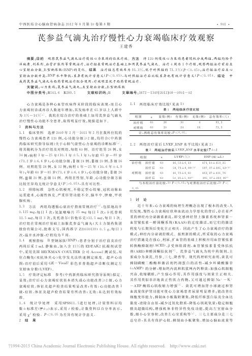 芪参益气滴丸治疗慢性心力衰竭临床疗效观察_王建香