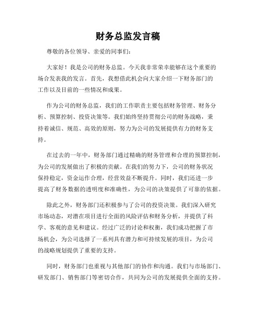 财务总监发言稿