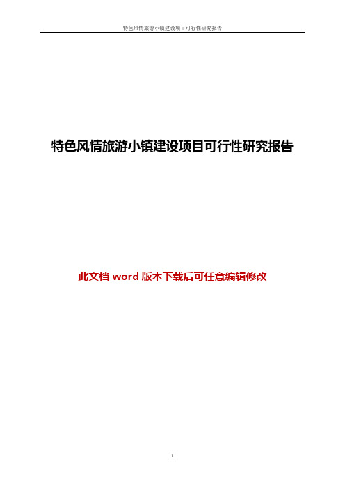 特色风情旅游小镇建设项目可行性研究报告