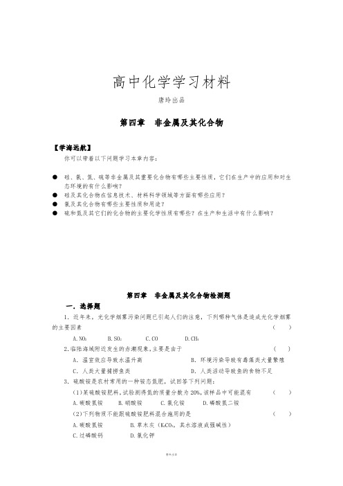 人教版高中化学必修一第四章非金属及其化合物.docx