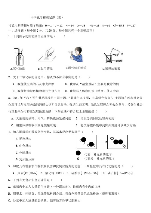 中考化学模拟试题4