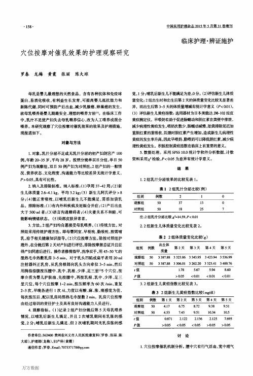 穴位按摩对催乳效果的护理观察研究