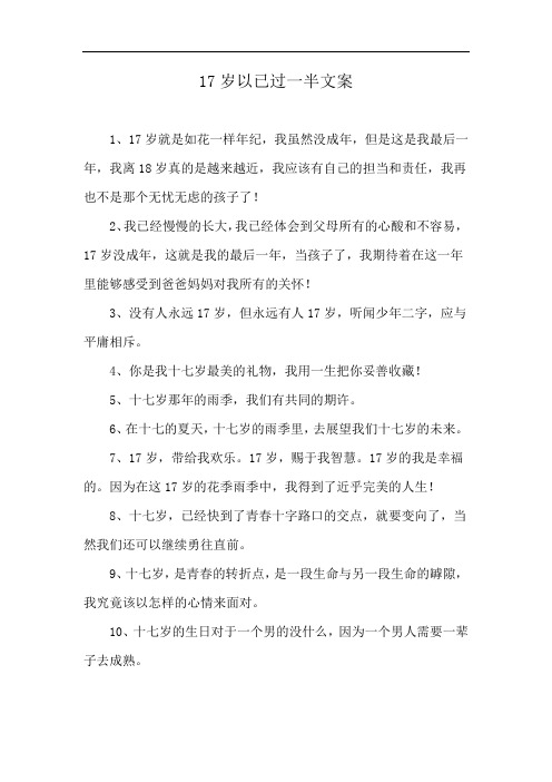 17岁以已过一半文案