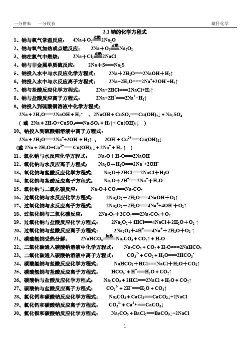 金属的化学方程式 docx