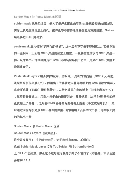 Solder-Mask与Paste-Mask的区别
