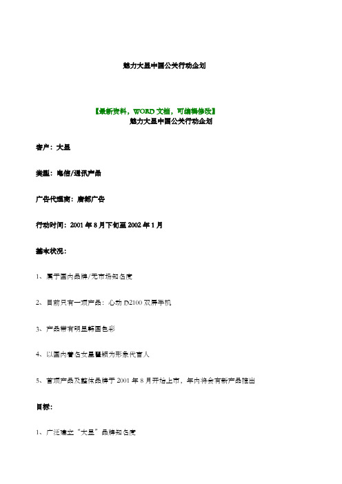 魅力大显中国公关行动企划