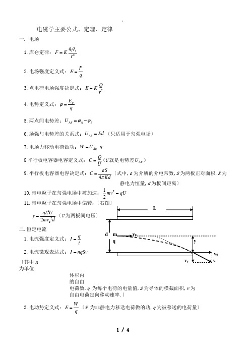 电磁学主要公式、定理、定律