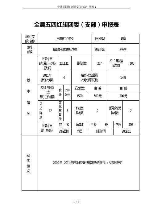 全县五四红旗团委(支部)申报表1