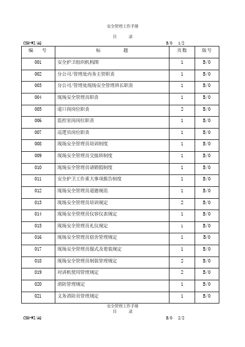 安全管理工作手册版