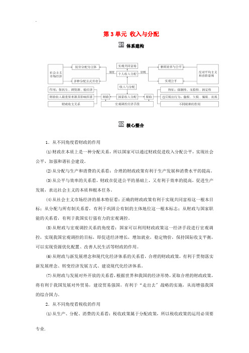 高考政治一轮复习 模块1 经济生活 第3单元 收入与分配 单元综合提升教学案-人教版高三全册政治教学