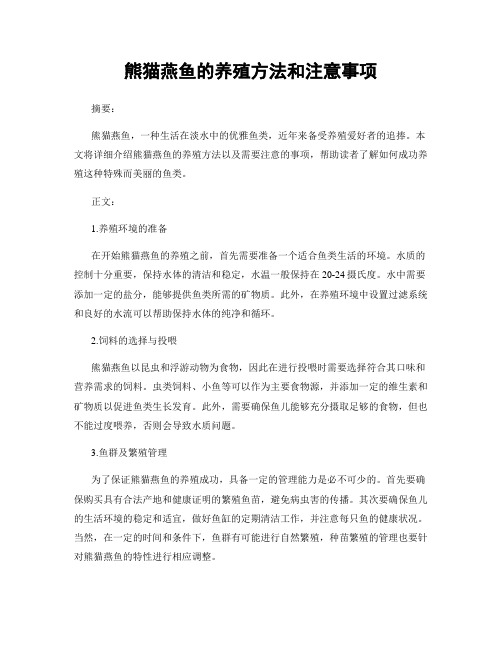 熊猫燕鱼的养殖方法和注意事项