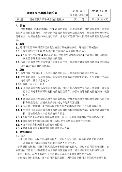 MPQP36 CE 医疗器械产品警戒系统程序