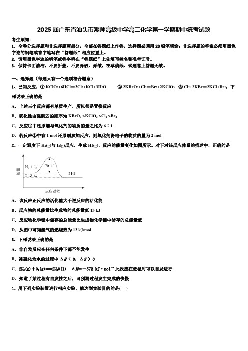2025届广东省汕头市潮师高级中学高二化学第一学期期中统考试题含解析
