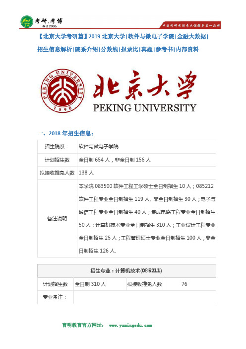 【北京大学考研篇】2019北京大学软微金融大数据考研招生信息解析,考研分数线,报录比