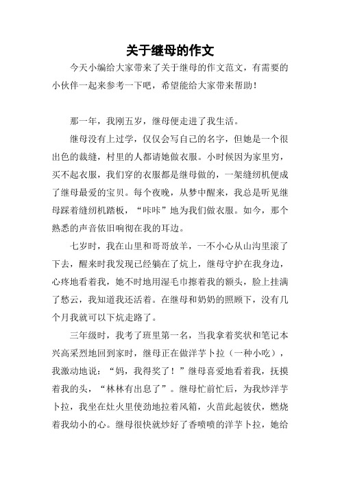 2018——2019关于继母的作文