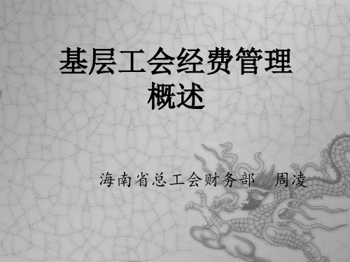 基层工会经费管理概述-海南总工会
